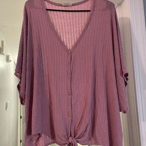 Short sleeve tie front top